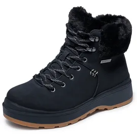 SKECHERS Park City Stiefelette, Schwarzes Duraleather-Kunstfell, 37 EU