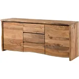 MASSIVMOEBEL24.DE Sideboard Sheesham 185x48x80 natur lackiert / sandgestrahlt Pure SHEESHAM #215