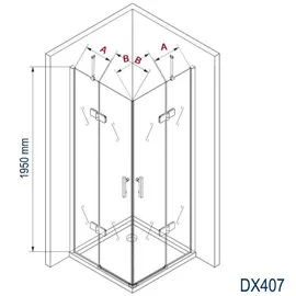 nextrend - gmbh Bernstein DX407 Eckdusche mit Schwingtüren rechts 90 x 100 cm Silber Echtglas