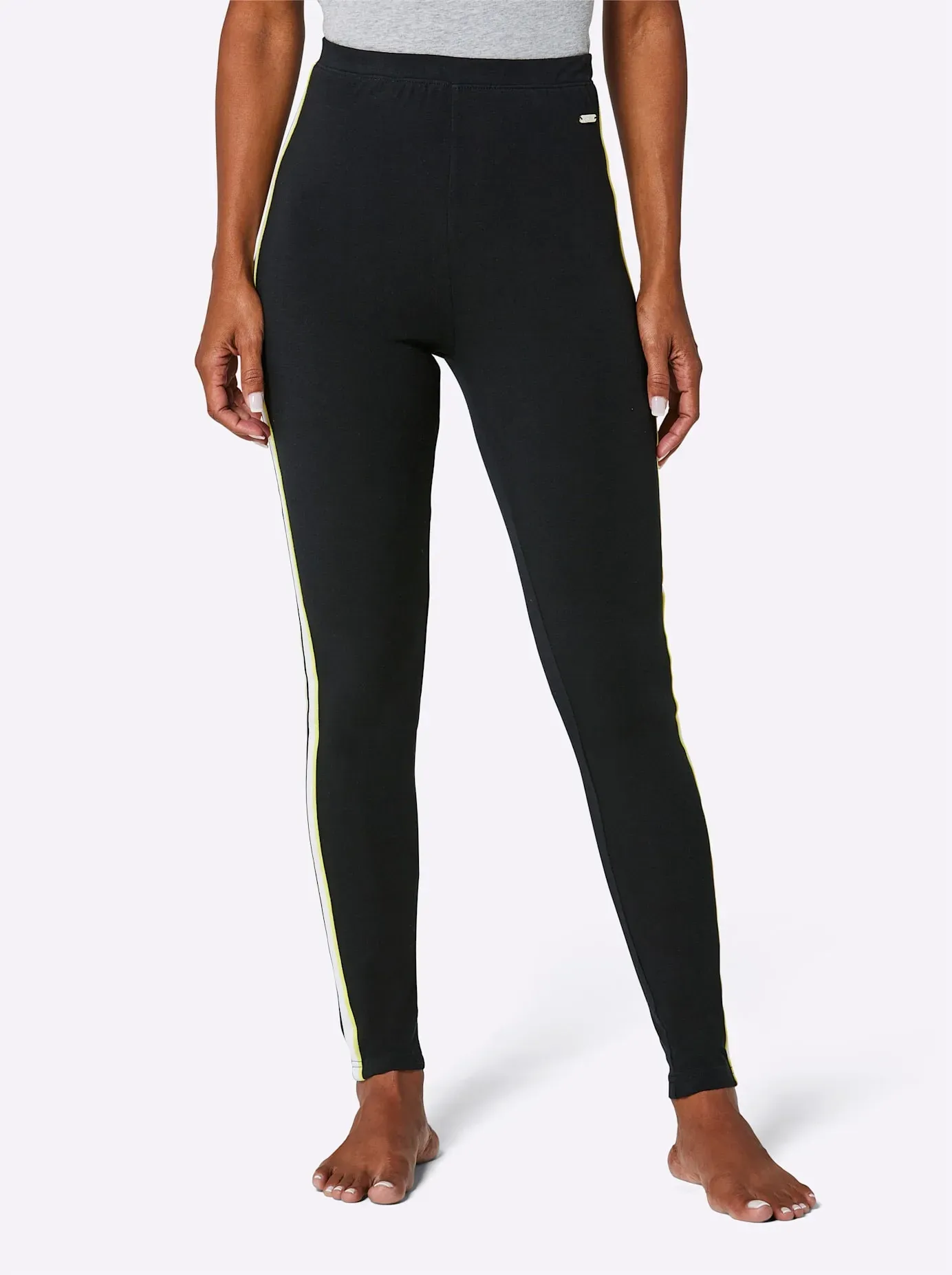 Leggings FEEL GOOD, Damen, Gr. 44/46, Normalgrößen, schwarz, 95% Baumwolle, 5% Elasthan, unifarben, Hosen Leggings