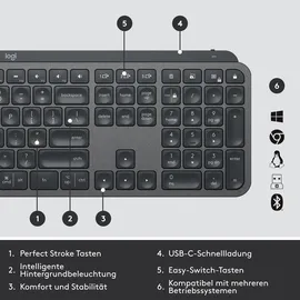 Logitech MX Keys for Business, schwarz, Logi Bolt, USB/Bluetooth, DE (920-010244)