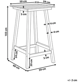 Beliani Gartentisch 60 x 60 x 103 cm Rot