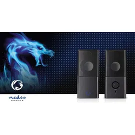 Nedis Gaming-Lautsprecher - USB - 2.0-6W - 3,5-mm-Klinke - PC - Notebook - 1.20 m - ABS - Schwarz/Silber