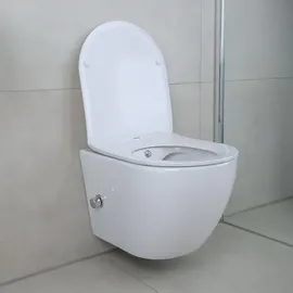 Belvit Spülrandloses Hänge WC Set mit WC-Sitz Weiß