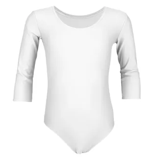 Aquarti Mädchen Body 3/4 Arm Ballett Trikot, Farbe: weiß, Größe: 128 - 128