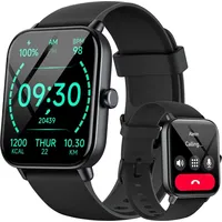 Damen-Smartwatch mit Telefonfunktion, Alexa integriert, Herzfrequenz, SpO2, Schlaf, Stressmonitor, über 100 Sportmodi, IP68 wasserdichte - Schwarz