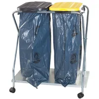 BRB Müllsackständer mit Rollen, für 70-120L Säcke (schwarz/gelb, doppelt)