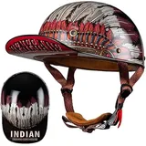 Motorrad Halbschalen Halbhelm Halbschalenhelm Baseballmütze-Helm Baseball Cap Motorradhelm Mit ECE-Zulassung Cruiser Chopper Scooter Helm Für Bike Cruiser Chopper Moped Scooter,H-XL =(61〜62CM)