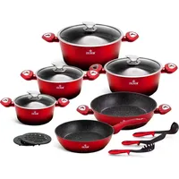 ZILNER 15-Teiliges Antihaftbeschichtet Kochtopfset Topfset Geshirrset Cherry Red Noir Zl-8520 - Rot