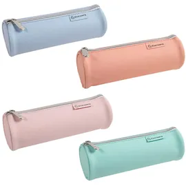 Exacompta 6x Rundes Schlampermäppchen PU 22,5x7,5 cm, Aquarel, sortiert,