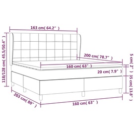 vidaXL Boxspringbett mit Matratze Hellgrau 160x200 cm Samt