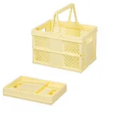 Ueiwffzo Klappbox,klappkiste mit Handle,Tragbar Aufbewahrungskiste,klappboxen faltbar Picknickkorb für Küche,Bad, Büro,Schlafzimmer,Klassenzimmer,Schrank,Schublade (Gelb)
