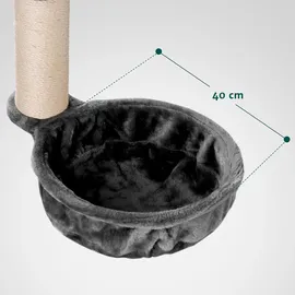 Happy Pet HAPPYPET Universal XL Liegemulde für Kratzbaum Ø 40cm, Große Schlafmulde, Stabiler Metallrahmen, 440g Plüsch, Ersatz-Liegemulde belastbar bis 15kg, Anthrazit