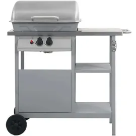 vidaXL Gasgrill mit Beistelltisch auf 3 Ebenen silber 47393