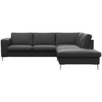 FLEXLUX Ecksofa »Fiore, L-Form«, breite Armlehnen, Füße alufarben, B/T 241/225 cm, Kaltschaum im Sitz schwarz