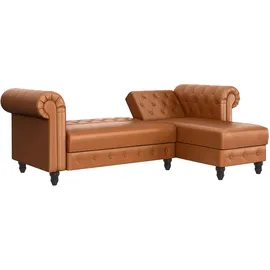 dorel home »Felix, L-Form, 241 cm (Liegefl.108x195 cm), Recamiere tauschbar,«, verstellb. Rückenlehne, Bett-Funktion, Velours, Kunstleder, Vintage