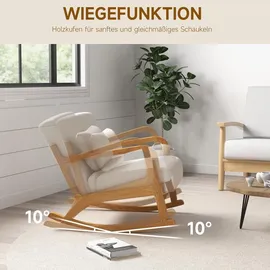 Homcom Schaukelsessel gepolstert Polyester 92 x 81,5 x 64,5 cm Creme mit Kissen