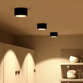 SSC-LUXon CELI-X LED Deckenleuchte matt schwarz - flach rund - inkl. tauschbarem LED GX53 5W warmweiß