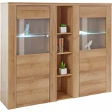 Home Affaire Highboard »Larona, zeitlose Hochkommode mit 2 Türen, Türkommode, Höhe 129,5 cm,«, Anrichte mit dekorative Rahmenoptik, Türen mit Glaseinsatz, braun