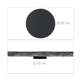 Relaxdays Schieferplatte 6er Set rund, 25cm Ø, Pizzateller zum Servieren & Beschriften, Buffet, Servierplatte, anthrazit