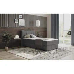Boxbett INOSIGN "Brewdley mit Bettkasten, inkl. Matratze", grau (dolce 16 graphite), B:125cm L:215cm, Komplettbetten, Topper und Zierkissen, in verschiedenen Härtegraden verfügbar