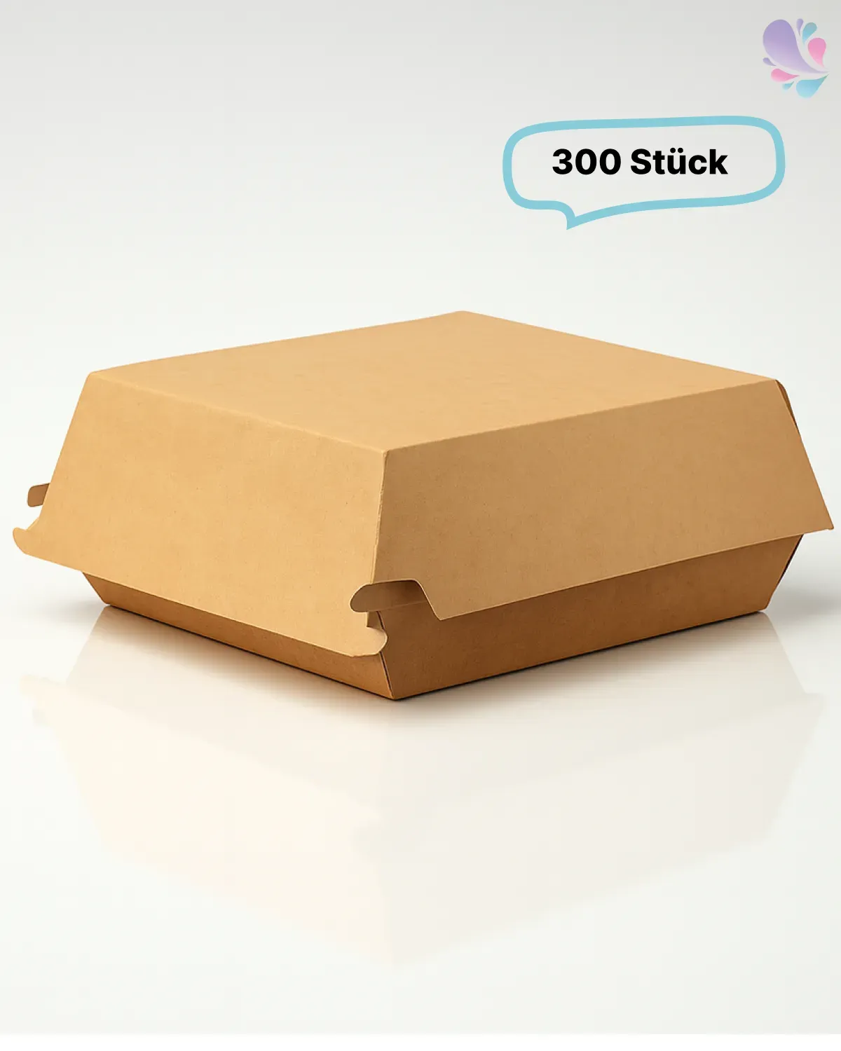 Hamburger-Box klein 300 Stk, to go, take away, biologisch abbaubar, natürliches Design, weiße Innenschicht
