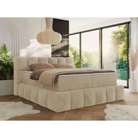 MKS Meble MKS Boxspringbett Creme, Textil, 2-Sitzer, H4, Rechteckig, 140x200 cm, Oeko-Tex®, Schlafzimmer, Betten, Boxspringbetten
