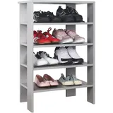 Ricoo Schuhregal schmal und hoch 88x60x32cm Standregal Pressholz Grau WM040-PL, Schuhständer mit 4 Ebenen, Schuhschrank offen, Schuhablagen Flur Shoe Rack, Standregal klein, Schuhregale