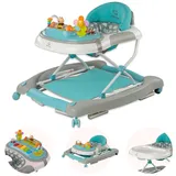 BRONEA 4-in-1 Gehfrei Babywalker ab 6 Monate | Lauflernwagen mit Schaukelfunktion und Spielpaneel mit Musik | Höhenverstellbare und Klappbar | Lauflernhilfe mit leisen Rollen und Bremsen