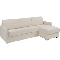 Ecksofa mit Matratze - Ecke wechselbar - Stoff - Beige - Liegefläche 140 cm - Matratze 18 cm - CALIFE