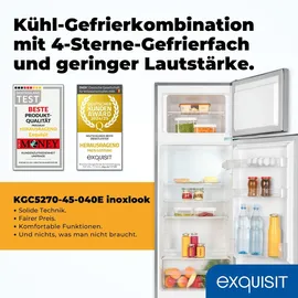 Exquisit KGC5270-45-040E Kühl-Gefrierkombination (206 l, 1469 mm hoch, Inoxlook)