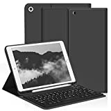 aoub Hülle mit Tastatur für iPad 9. Generation/iPad 8. Generation/iPad 7. Generation, Hülle mit Tastatur für iPad 10,2 2021/2020/2019, Kabellose QWERTZ Tastatur Hülle mit Stifthalter, Schwarz