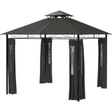 Outsunny Pavillon 3 x 3 m Gartenzelt mit Seitenwand und Doppeldach wetterfestes Festzelt aus Metall in Dunkelgrau für Gartenpartys   Aosom.de