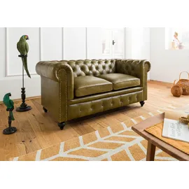 Massivmoebel24 Sofa 2-Sitzer Leder 158 x 82 x 75 cm Grün