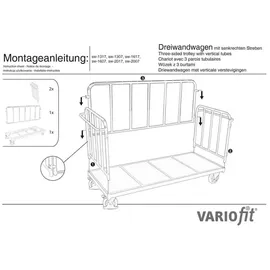 Cordes VARIOfit Dreiwandwagen mit senkrechten Streben 2.005 x 845 mm Traglast 500 kg