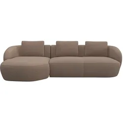 Wohnlandschaft FLEXLUX "Torino, rund, L-Form, Sofa-Ecke mit Recamiere, Longchair-Sofa", braun (hazel), B:276cm H:85cm T:146cm, Sofas, Modernes, organisches Sofa-Design, Kaltschaum, Wellenunterfederung