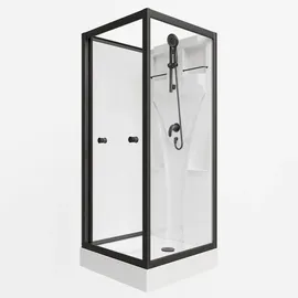 Schulte Home Juist U-Kabine mit Schiebetür 80 x 190 cm Schwarz/Sicherheitsglas klar