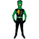 Foxxeo grünes Drachen Ninja Kostüm für Kinder - Größe 110-152 - grüner Ninja Kämpfer für Jungen Fasching Karneval, Größe:134/140