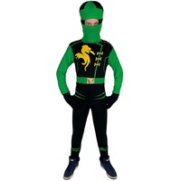 Foxxeo grünes Drachen Ninja Kostüm für Kinder - Größe 110-152 - grüner Ninja Kämpfer für Jungen Fasching Karneval, Größe:134/140
