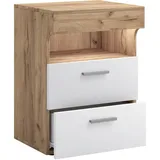 VCM Nachtschrank Slepal M 45 x 39 x 61 cm Honig-Eiche/Weiß