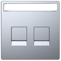 Merten Zentralpl. f. Modular Jack 2fach m.Schriftf. u. Staubsch., System Design, Edelstahl lackiert