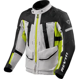 RevIt! Revit Sand 4 H2O Textiljacke wasserdicht - Hellgrau/Schwarz/Neon-Gelb - S