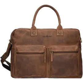 GREENBURRY Vintage Aktentasche Leder 40 cm Laptopfach braun