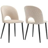 OKWISH Esszimmerstuhl Polsterstuhl Wohnzimmerstuhl (Samt, Metallbeine, 2 St) beige