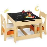 Goplus Kindersitzgruppe 3tlg. Holz mit Stauraum