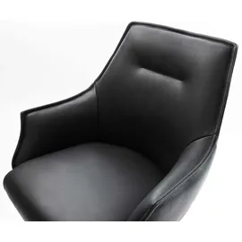 DeLife Barstuhl Alja-Flex Echt-Leder Schwarz Freischwinger flach Edelstahl Taschenfederkern