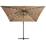 vidaXL Ampelschirm mit LED-Leuchten 250 x 250 cm taupe