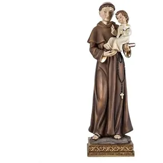 DRW Figur des heiligen Antonius Patron der verlorenen Gegenstände und der Armen aus Kunstharz, handbemalt, 32 cm