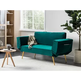 Beliani Schlafsofa 2-Sitzer SAARELA Samtstoff Smaragdgrün