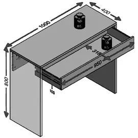 FMD Möbel, 362-001 Checker 1 Konsolentisch, elaminharz beschichtete spanplatte, maße 100.0 x 80.0 x 40.0 cm